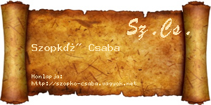 Szopkó Csaba névjegykártya